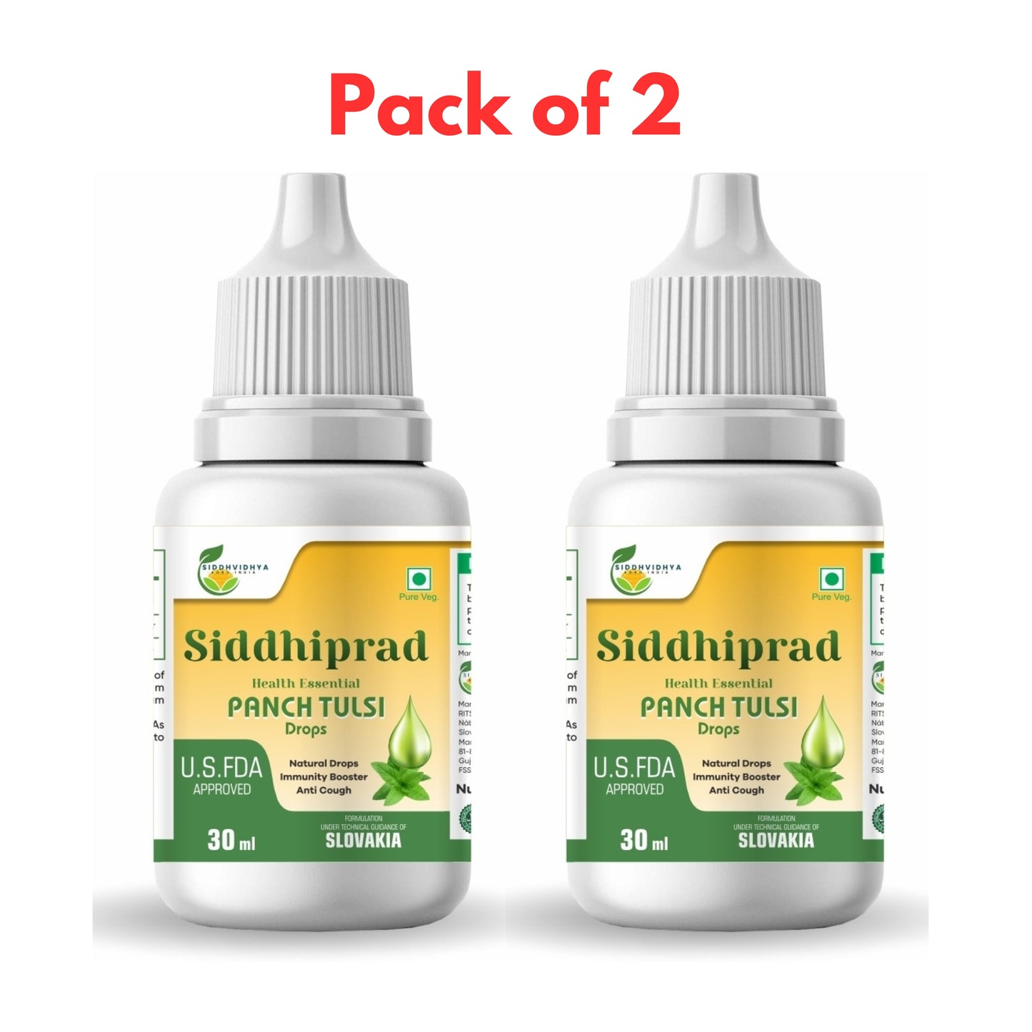 Siddhiprad Panch Tulsi Drops Natural Immunity Booster, Cough cold Relief, sore throat, cough (30 ml)