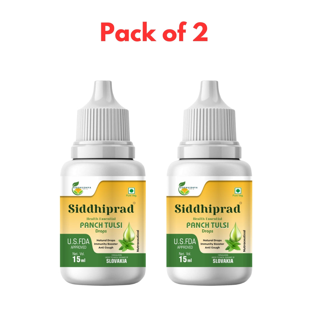 Siddhiprad Panch Tulsi Drops Natural Immunity Booster, Cough cold Relief, sore throat, cough (15 ml)