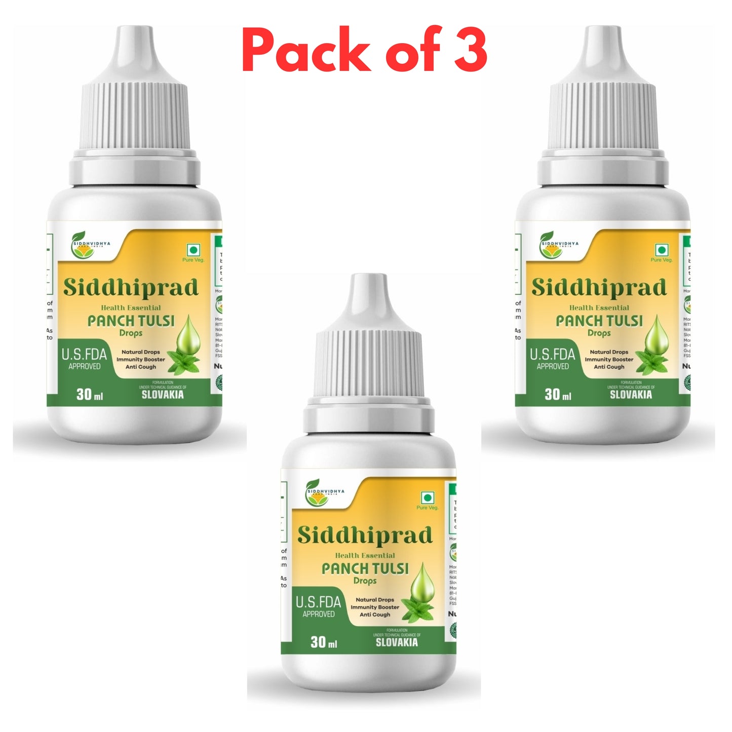 Siddhiprad Panch Tulsi Drops Natural Immunity Booster, Cough cold Relief, sore throat, cough (30 ml)