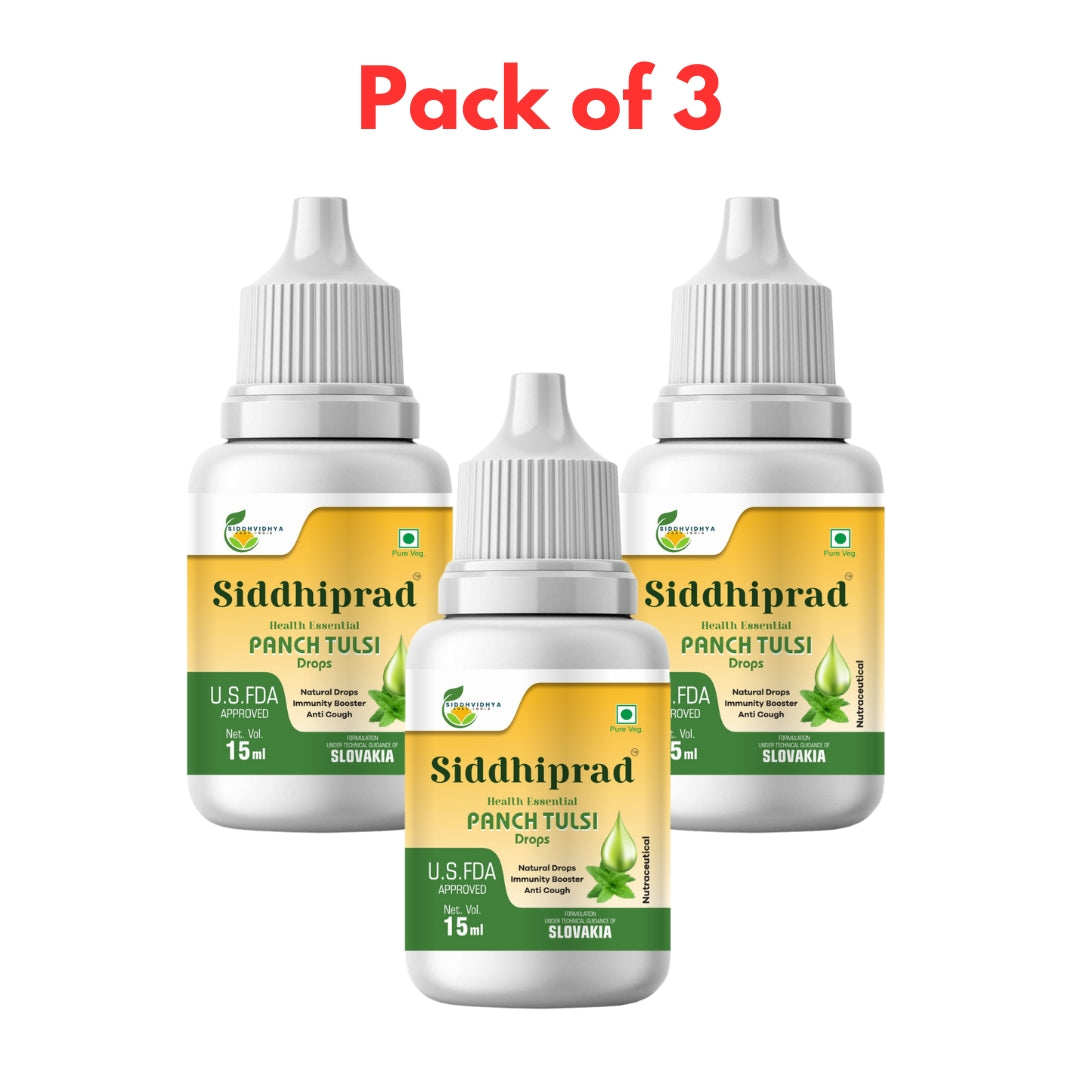 Siddhiprad Panch Tulsi Drops Natural Immunity Booster, Cough cold Relief, sore throat, cough (15 ml)