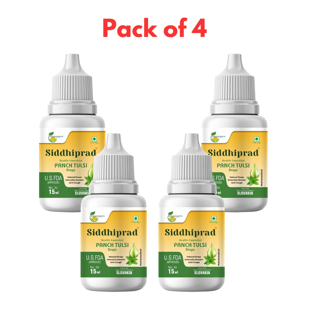 Siddhiprad Panch Tulsi Drops Natural Immunity Booster, Cough cold Relief, sore throat, cough (15 ml)