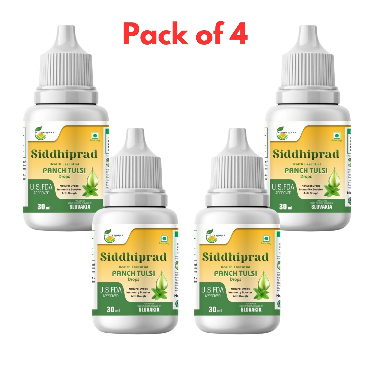 Siddhiprad Panch Tulsi Drops Natural Immunity Booster, Cough cold Relief, sore throat, cough (30 ml)