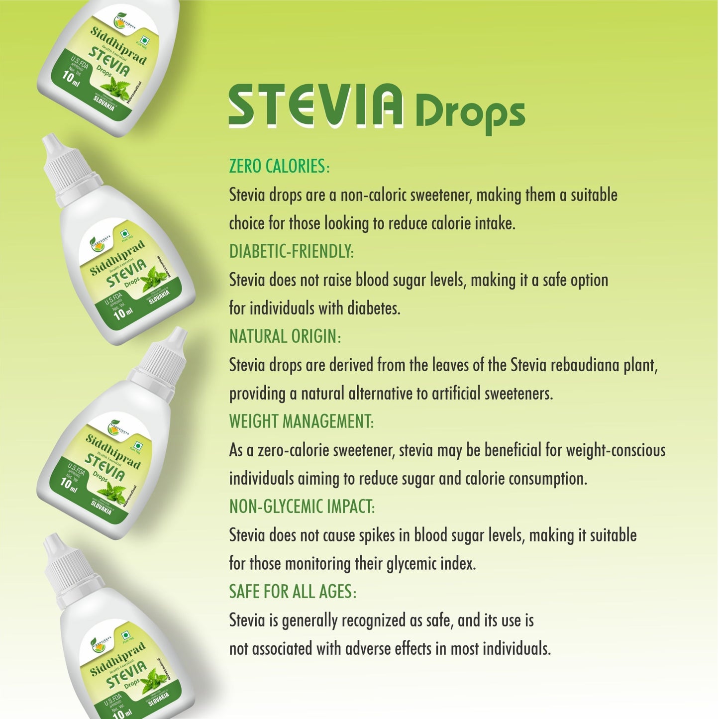 Siddhiprad Stevia Powder Sugar Free 100% Natural Sweetener 10ml
