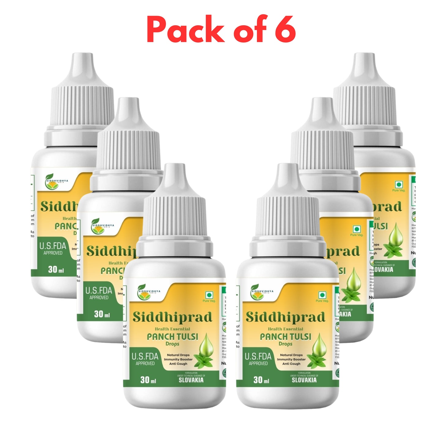 Siddhiprad Panch Tulsi Drops Natural Immunity Booster, Cough cold Relief, sore throat, cough (30 ml)