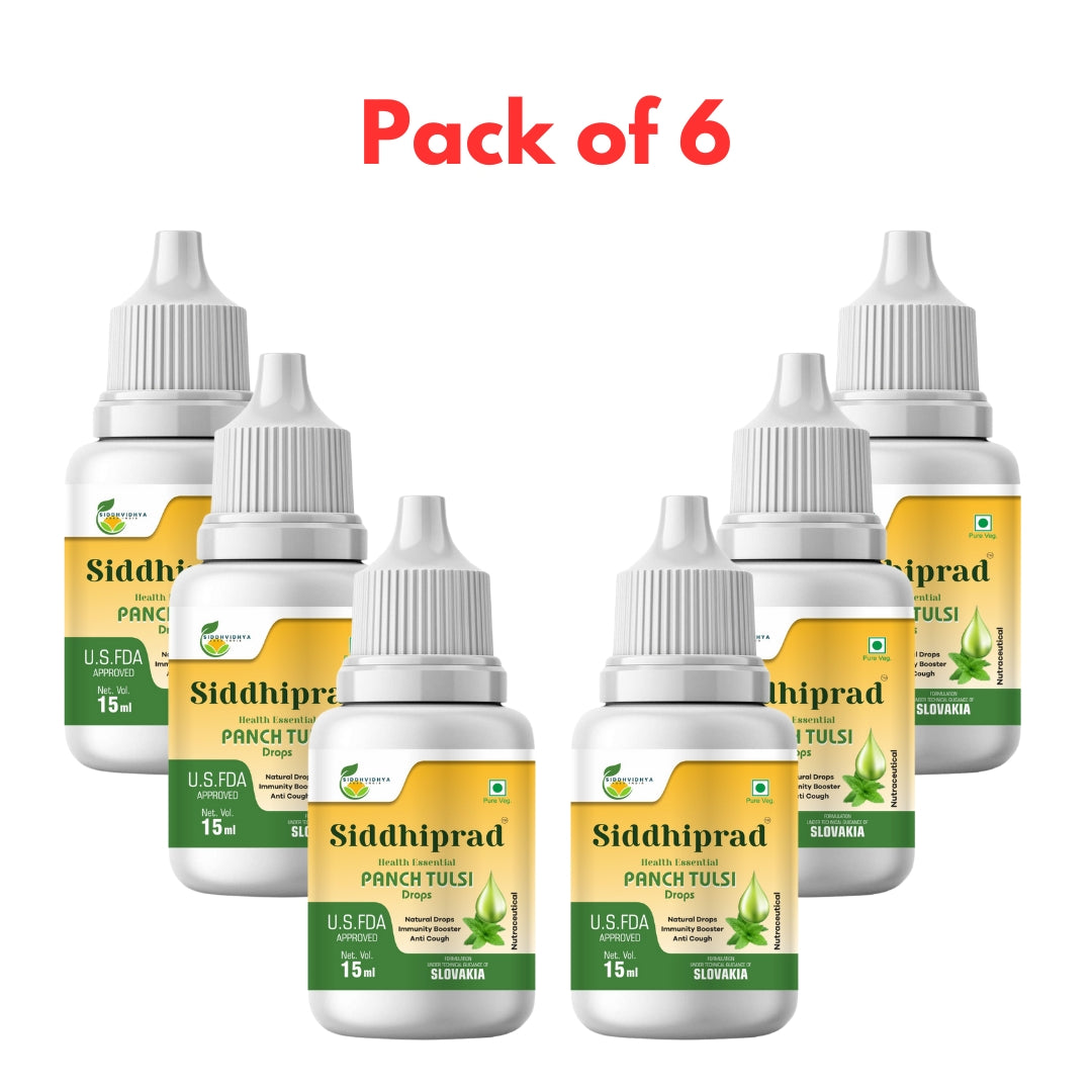 Siddhiprad Panch Tulsi Drops Natural Immunity Booster, Cough cold Relief, sore throat, cough (15 ml)