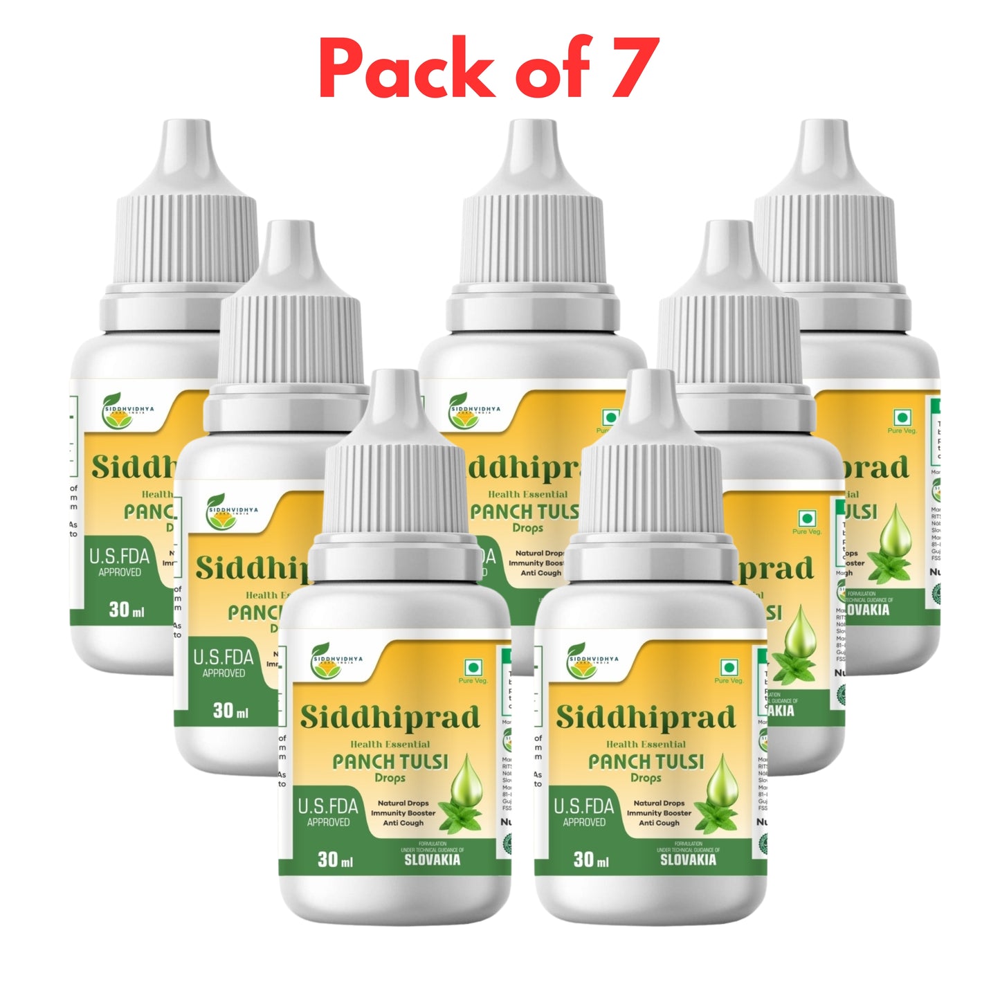 Siddhiprad Panch Tulsi Drops Natural Immunity Booster, Cough cold Relief, sore throat, cough (30 ml)