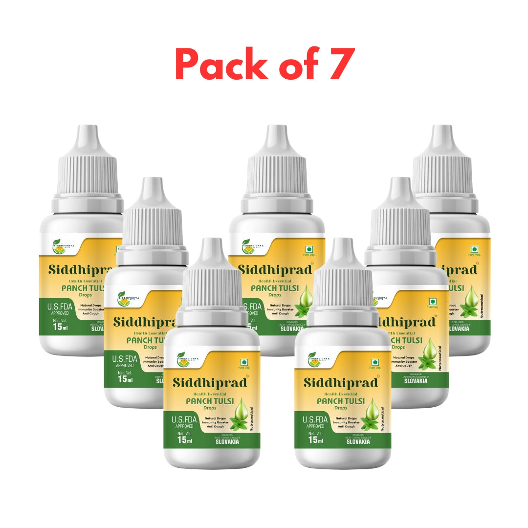Siddhiprad Panch Tulsi Drops Natural Immunity Booster, Cough cold Relief, sore throat, cough (15 ml)
