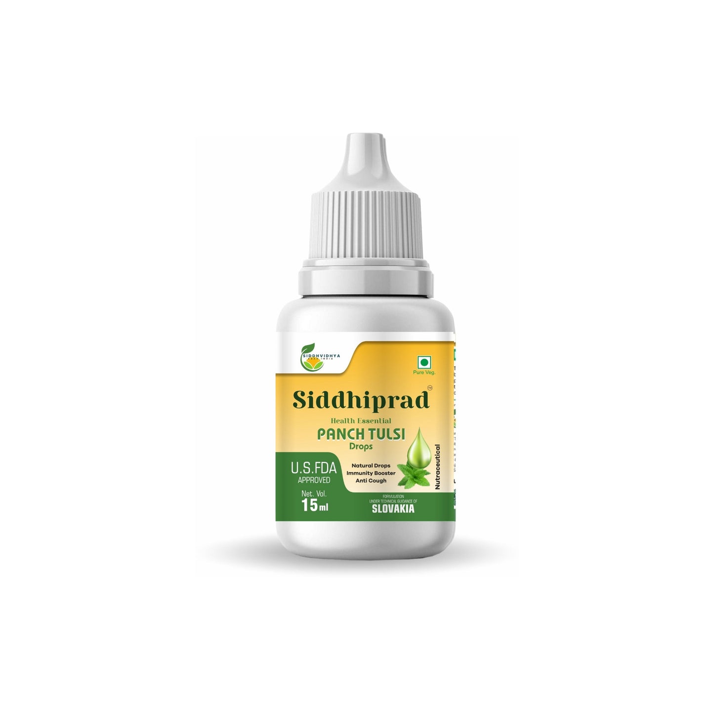 Siddhiprad Panch Tulsi Drops Natural Immunity Booster, Cough cold Relief, sore throat, cough (15 ml)