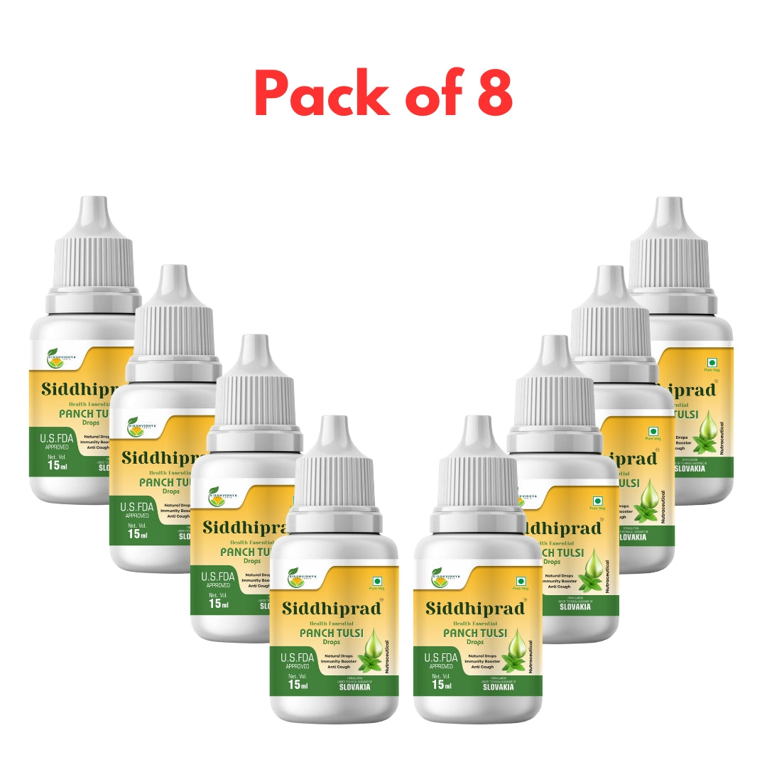 Siddhiprad Panch Tulsi Drops Natural Immunity Booster, Cough cold Relief, sore throat, cough (15 ml)