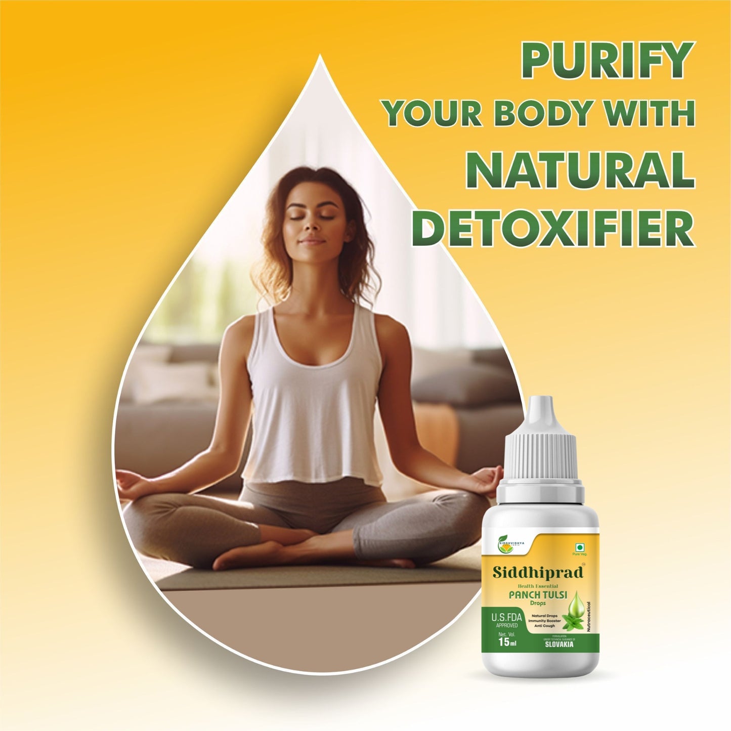 Siddhiprad Panch Tulsi Drops Natural Immunity Booster, Cough cold Relief, sore throat, cough (15 ml)