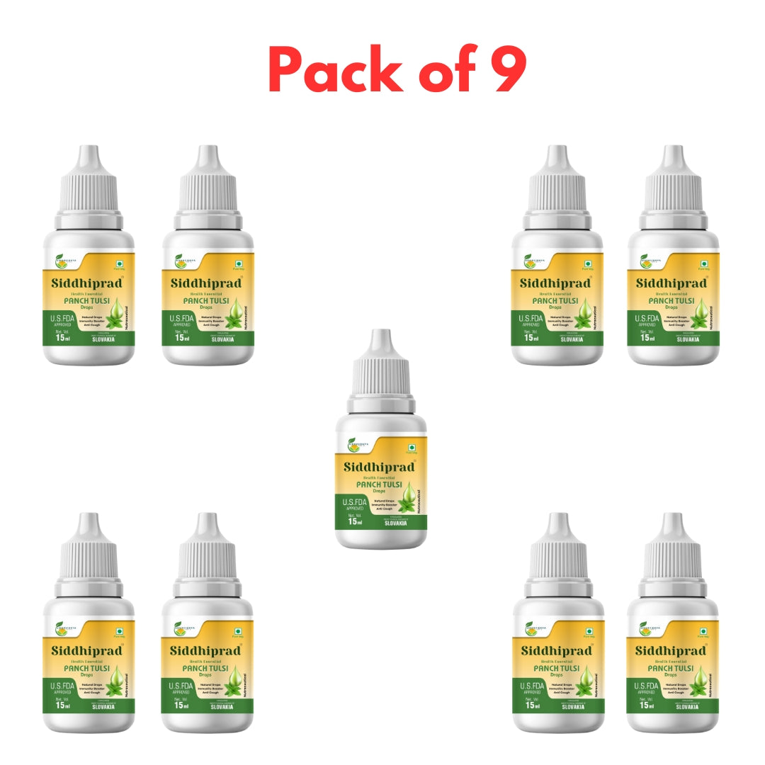 Siddhiprad Panch Tulsi Drops Natural Immunity Booster, Cough cold Relief, sore throat, cough (15 ml)