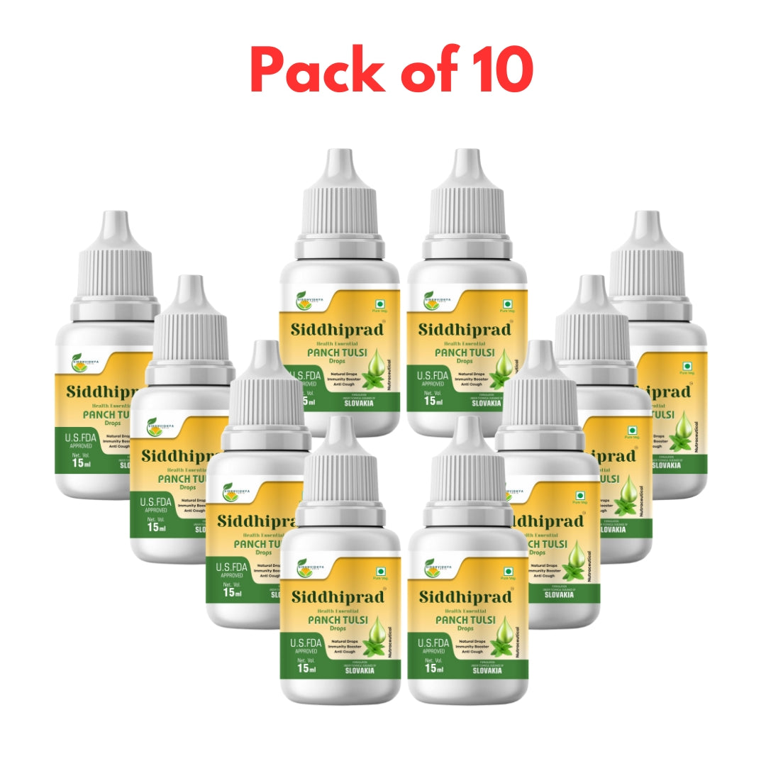 Siddhiprad Panch Tulsi Drops Natural Immunity Booster, Cough cold Relief, sore throat, cough (15 ml)
