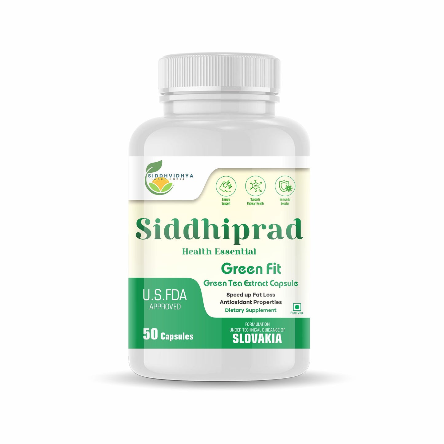 Siddhiprad 100% Natural Potent Green Tea Extract 500 Mg Veg Capsules
