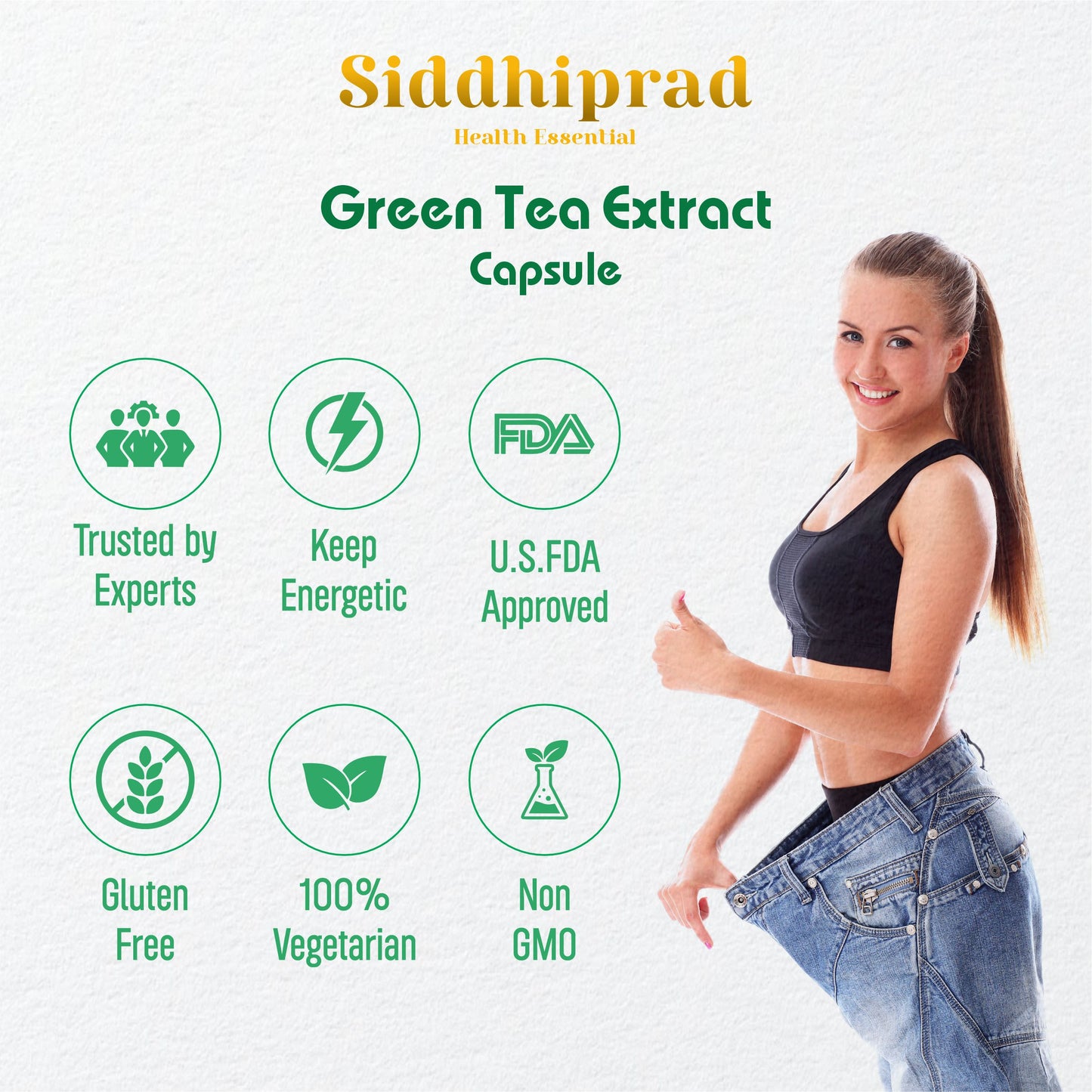 Siddhiprad 100% Natural Potent Green Tea Extract 500 Mg Veg Capsules