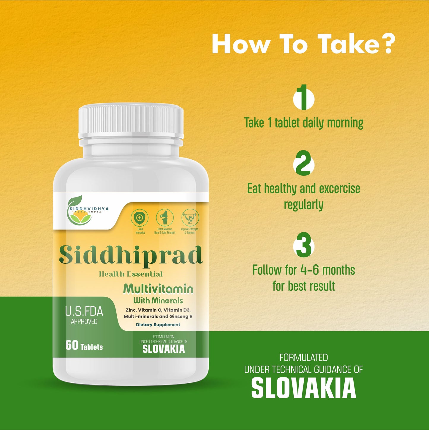 Siddhiprad Multivitamin with Immunity Boosters and Digestive Enzymes, 100% RDA of Vitamin C