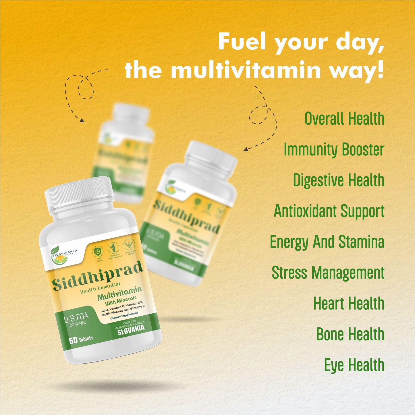 Siddhiprad Multivitamin with Immunity Boosters and Digestive Enzymes, 100% RDA of Vitamin C