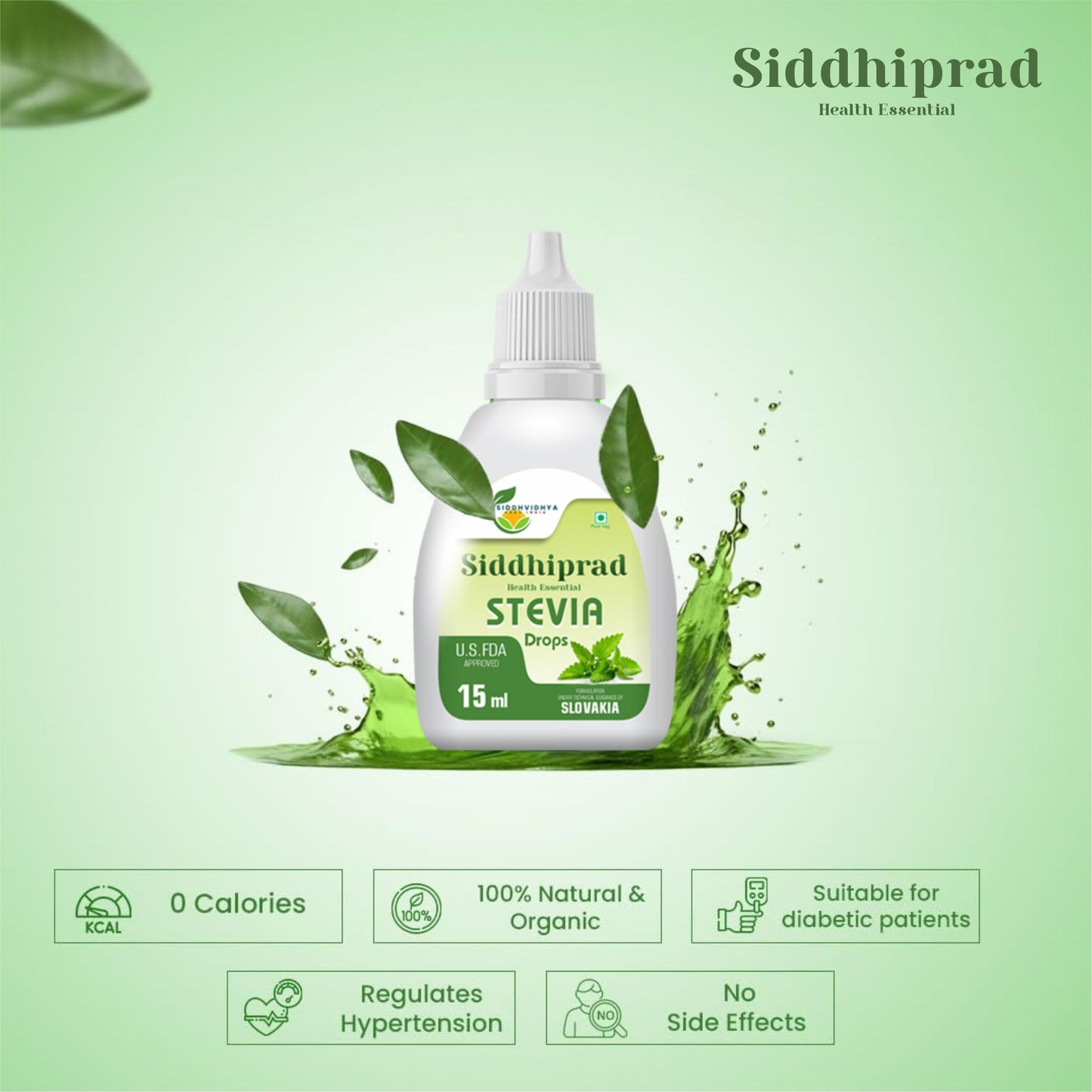 Siddhiprad Stevia Powder Sugar Free 100% Natural Sweetener 15ml