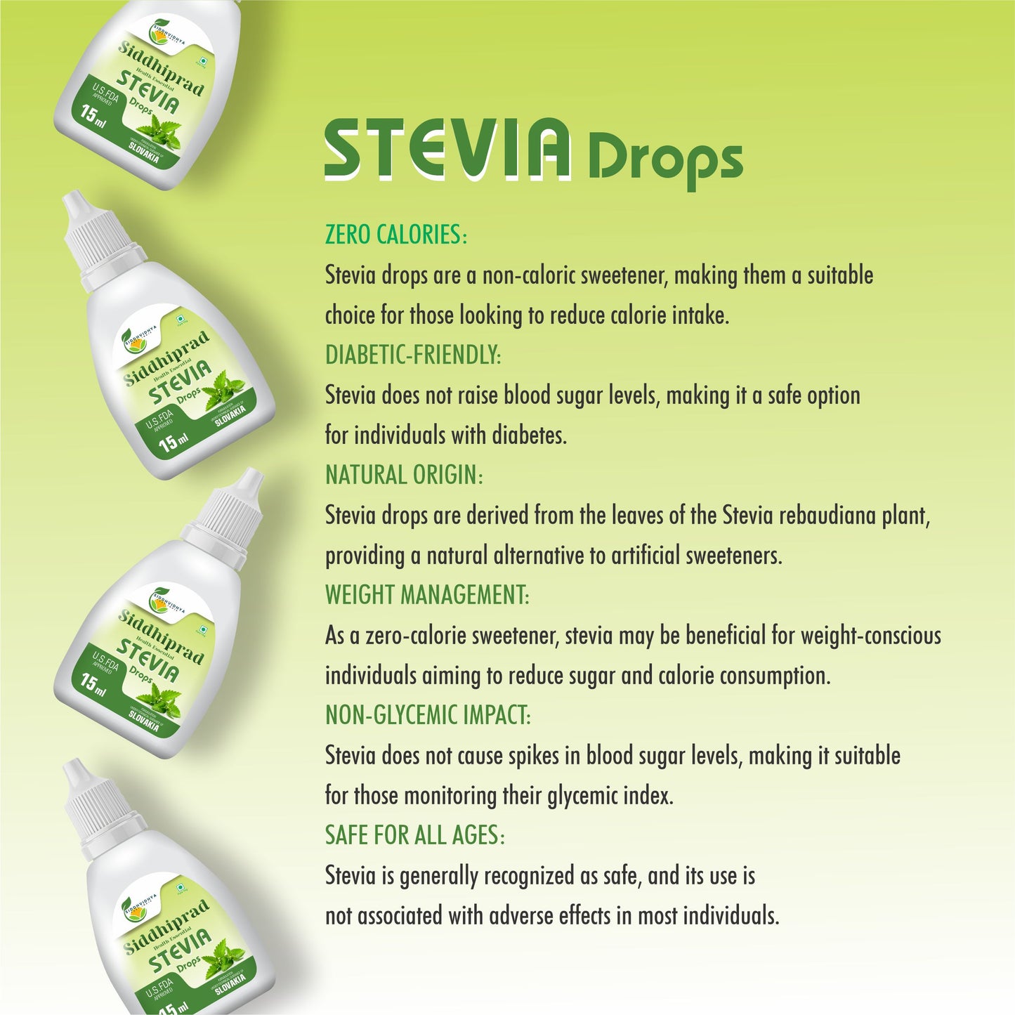 Siddhiprad Stevia Powder Sugar Free 100% Natural Sweetener 15ml