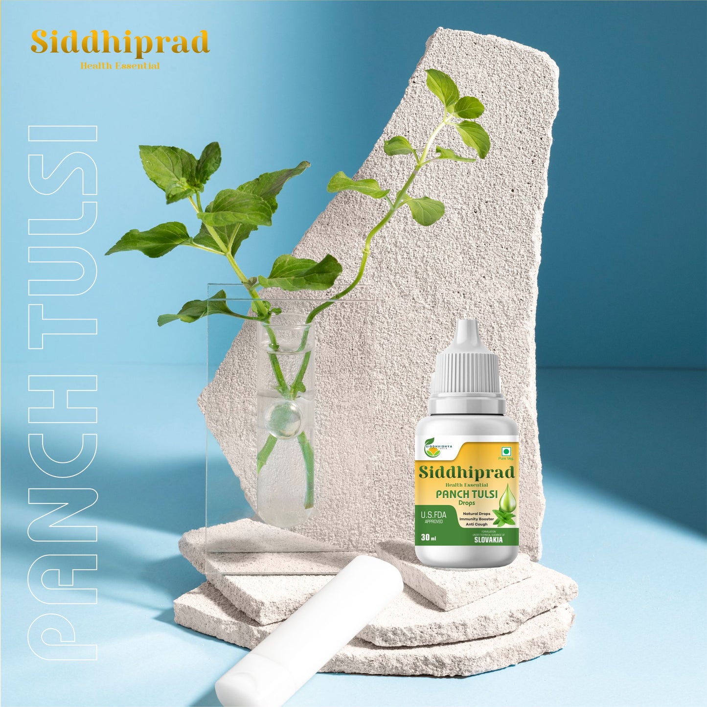 Siddhiprad Panch Tulsi Drops Natural Immunity Booster, Cough cold Relief, sore throat, cough (30 ml)