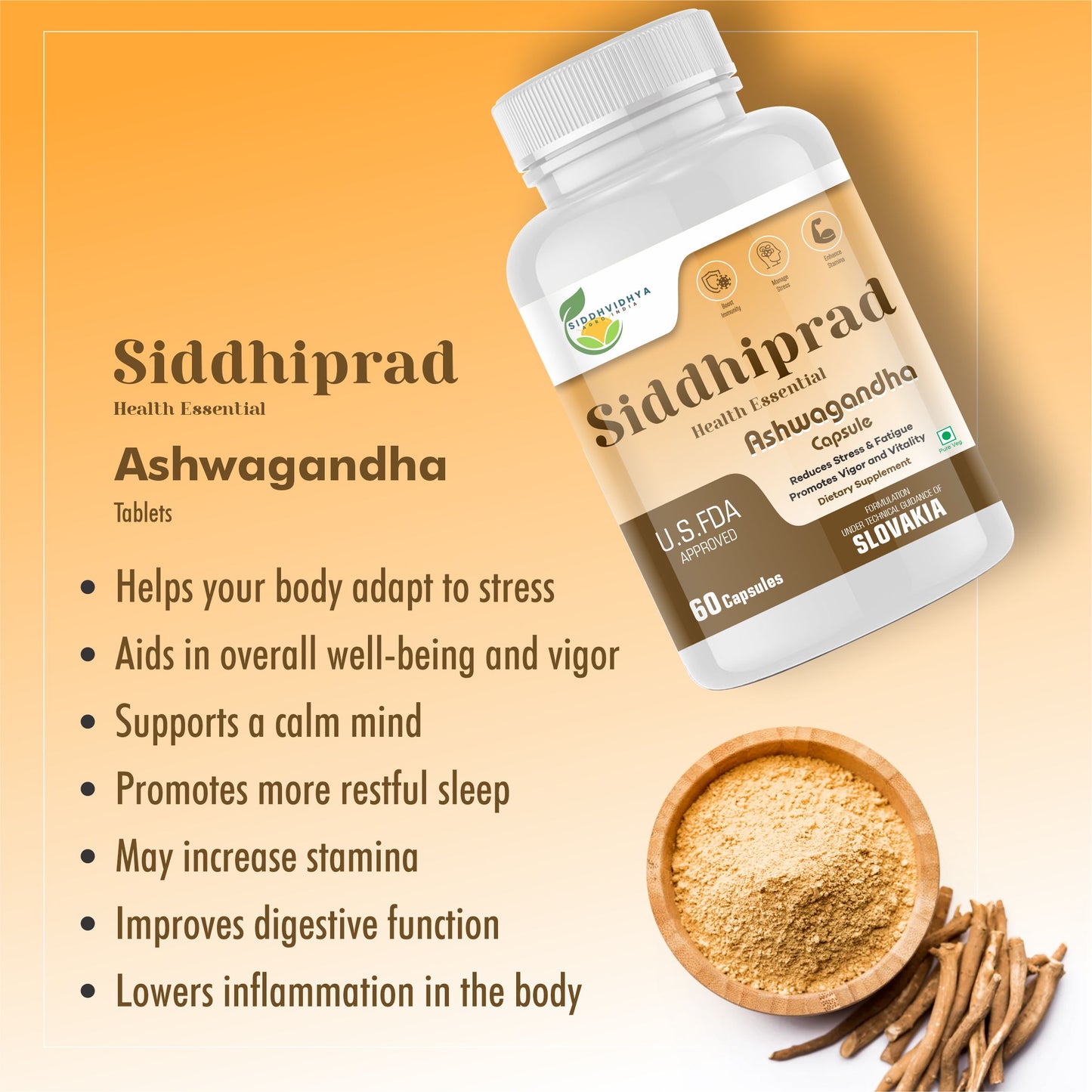 Siddhiprad Ashwagandha for Performance, High Strength, Boost Muscle Mass & Enhance Immunity