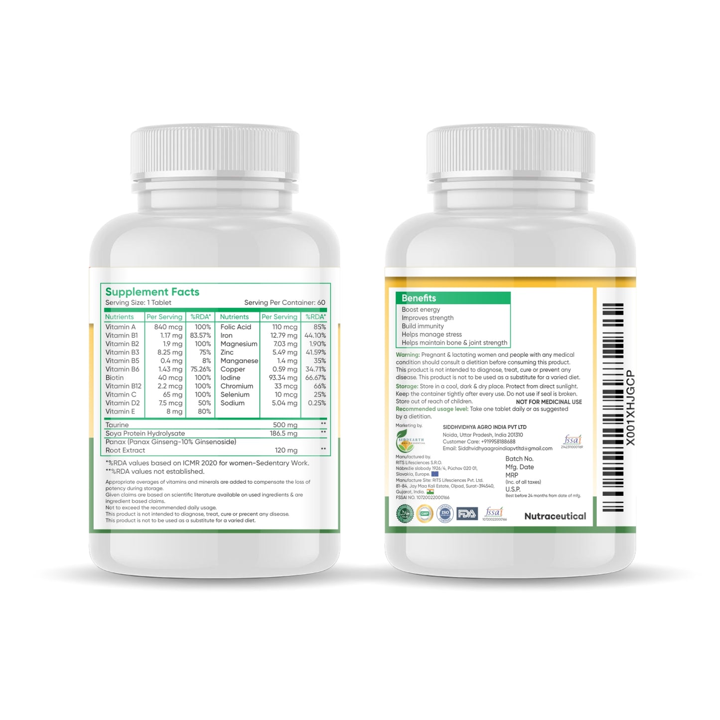 Siddhiprad Multivitamin with Immunity Boosters and Digestive Enzymes, 100% RDA of Vitamin C
