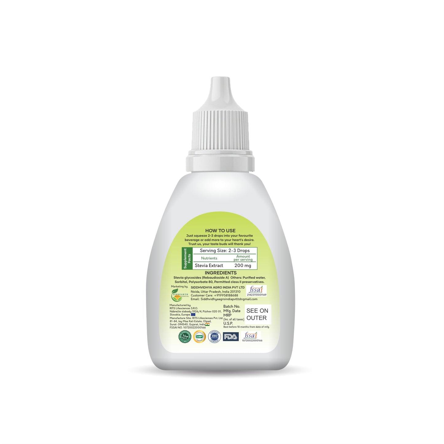 Siddhiprad Stevia Powder Sugar Free 100% Natural Sweetener 15ml
