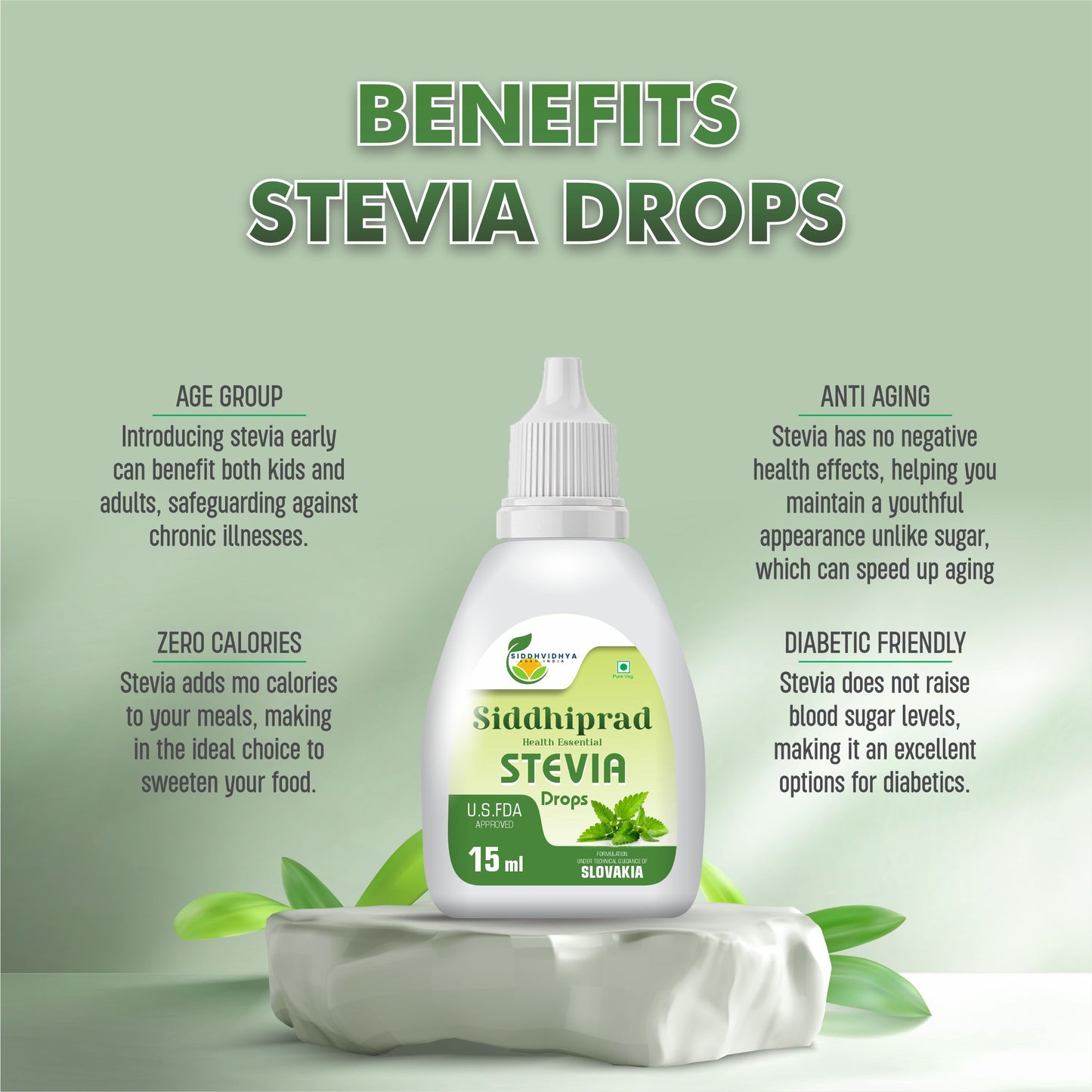 Stevia Drops, Natural Sugar Free Stevia Drops, for Weight Watchers and Keto Diet, Zero Calorie, Stevia Based Sweetener, Diabetes Support 30 ml